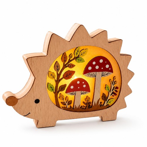 Led holz igel lampe herbst - led,