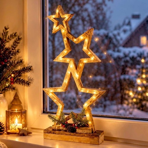 Led holz weihnachts - stern, mit