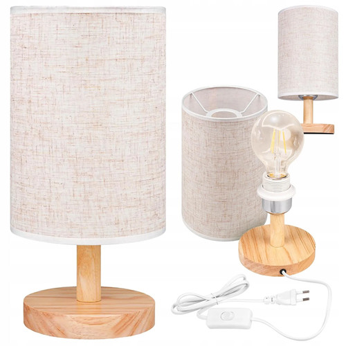 Led tischleuchte e27 - led, holz