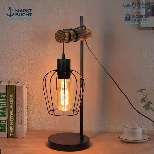 Tischlampe vintage holz - tischlampe,