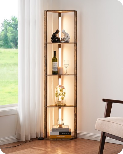 Stehlampe mit holz - stehlampe, holz-regal