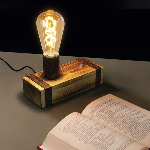 Tischlampe vintage holz retro - tischlampe,