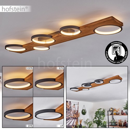Led holz schwarz decken lampe - holz/schwarz,